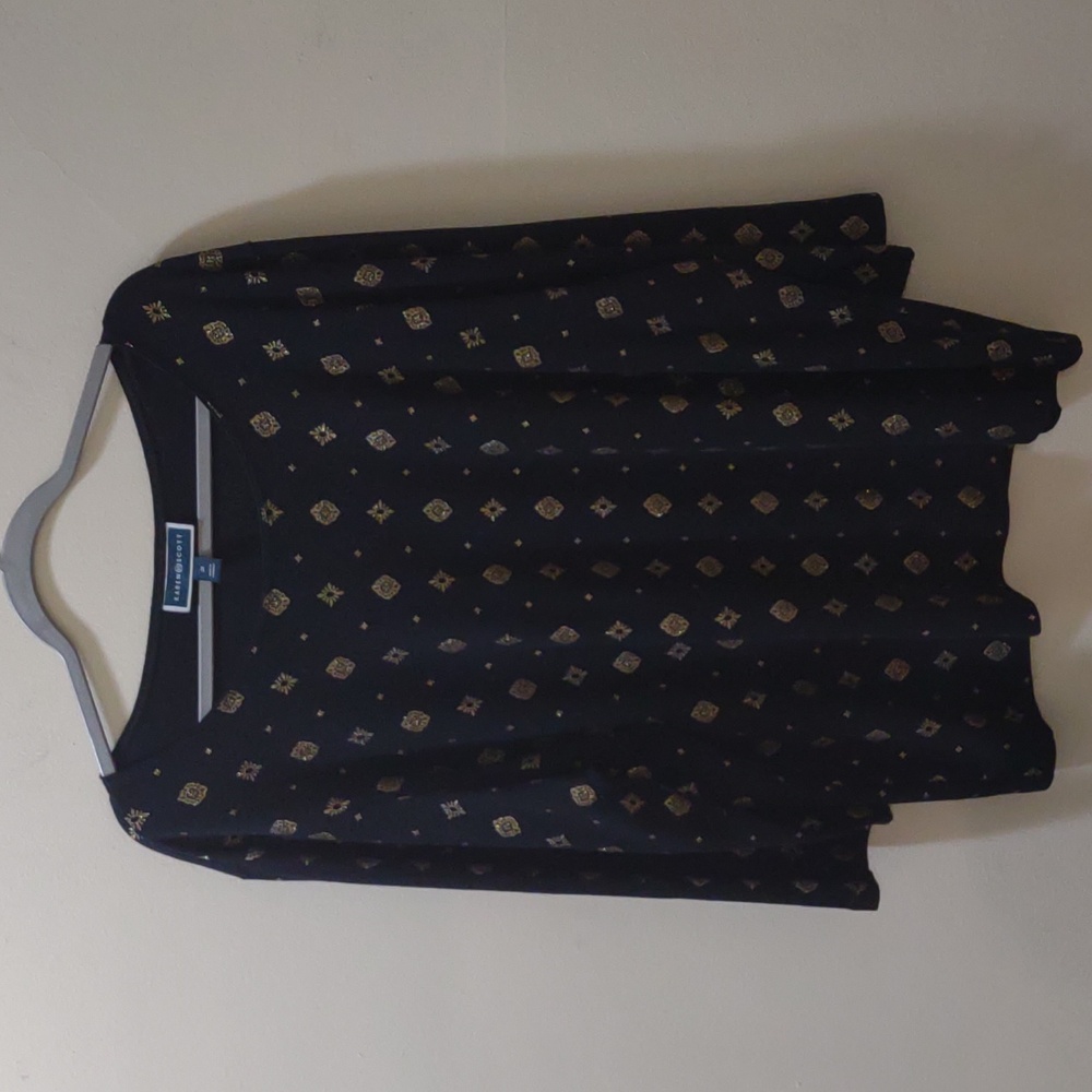 Karen Scott Long Sleeve Gold Pattern Printed Top